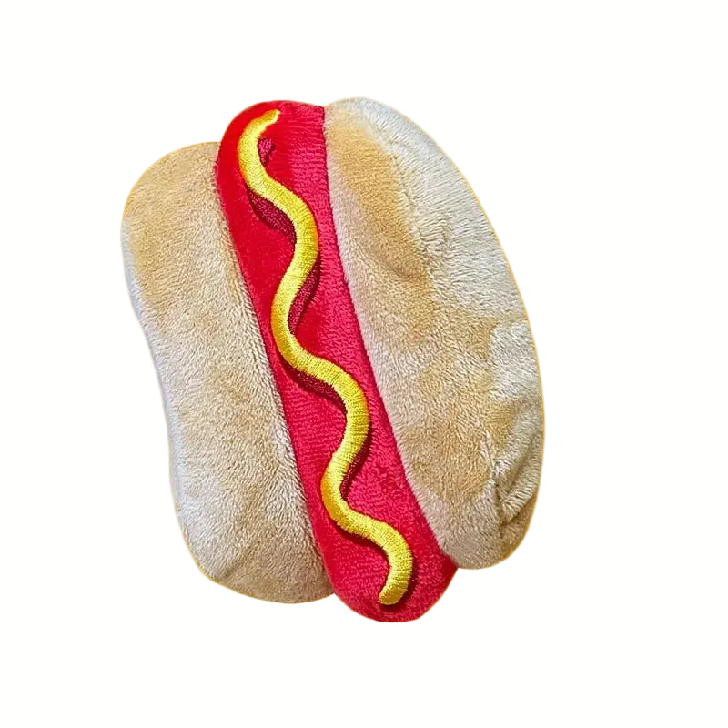 Soft Plush Dog Toy with Squeaker – Adorable Hamburger or Fries Design for Small to Medium Dogs 12