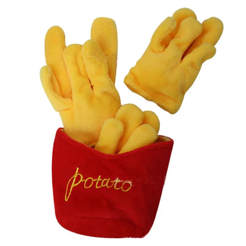 Soft Plush Dog Toy with Squeaker – Adorable Hamburger or Fries Design for Small to Medium Dogs 4