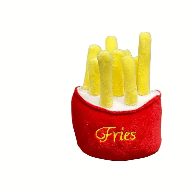 Soft Plush Dog Toy with Squeaker – Adorable Hamburger or Fries Design for Small to Medium Dogs 6