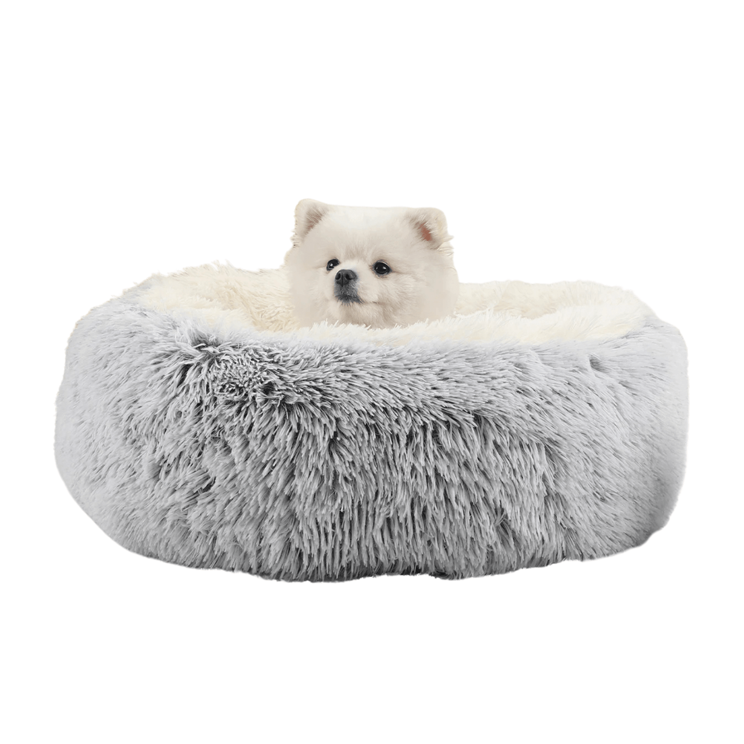 Soft Plush Round Dog Bed and Cat Bed – Cozy Donut Design with Supportive Edges for Comfort and Security 1