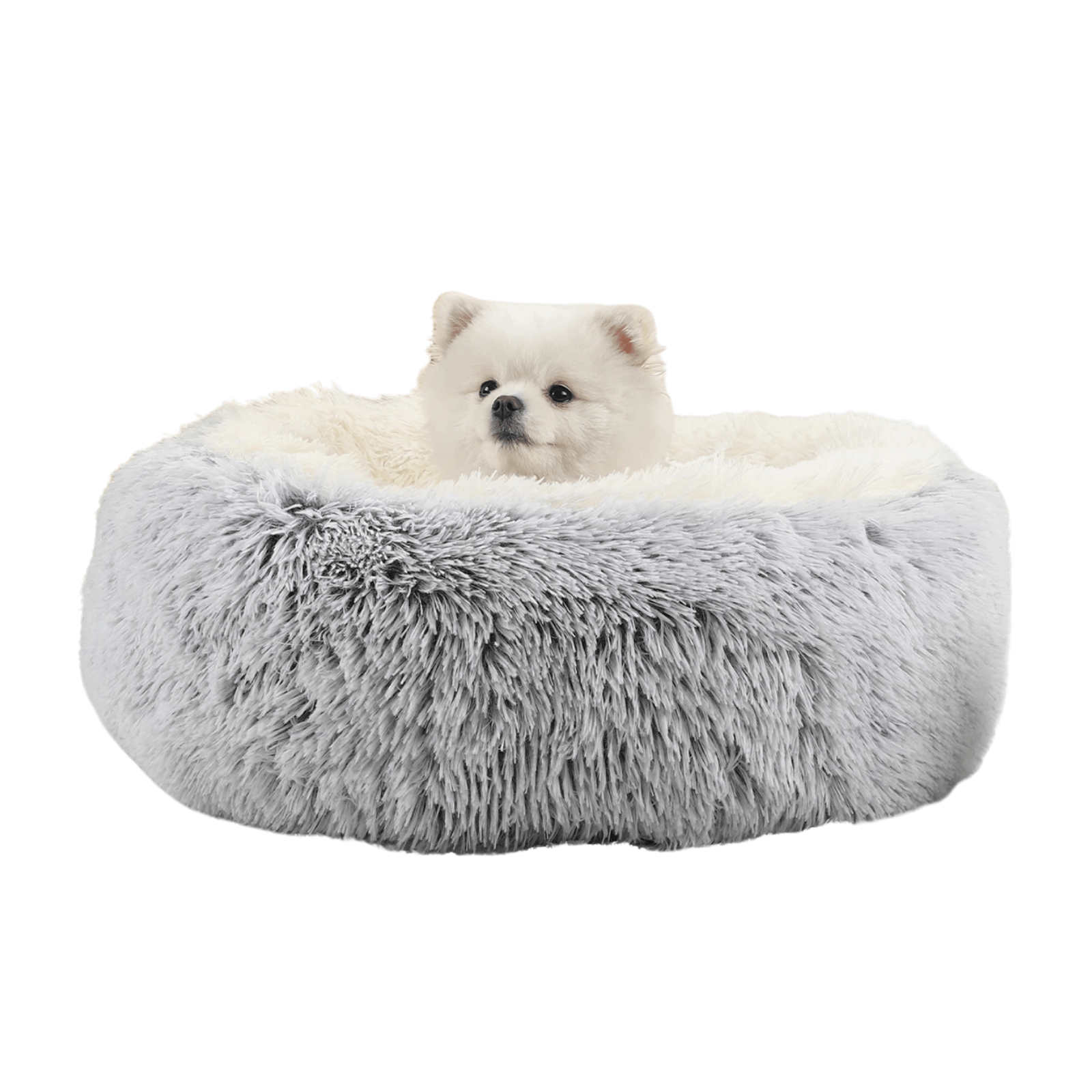 Soft Plush Round Dog Bed and Cat Bed – Cozy Donut Design with Supportive Edges for Comfort and Security 1
