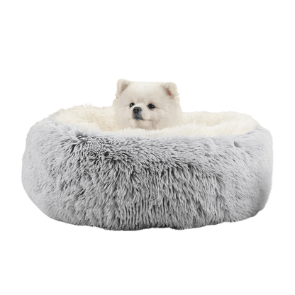 Soft Plush Round Dog Bed and Cat Bed – Cozy Donut Design with Supportive Edges for Comfort and Security 1