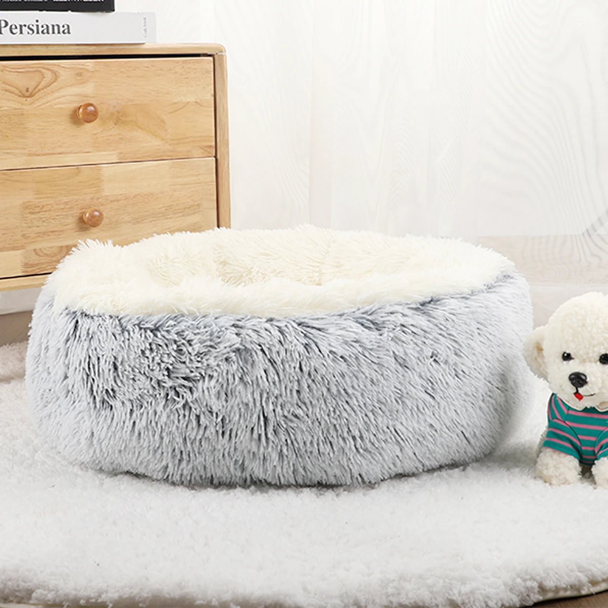 Soft Plush Round Dog Bed and Cat Bed – Cozy Donut Design with Supportive Edges for Comfort and Security 4