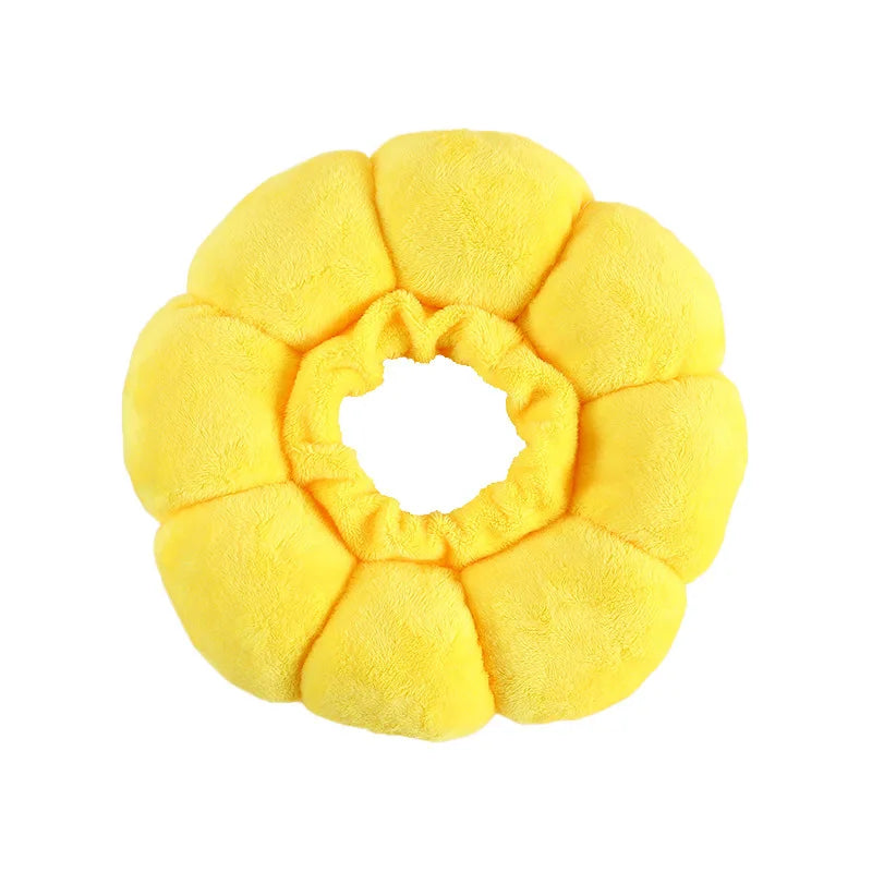 Soft Plush Sunflower Protective Collar for Dogs and Cats – Adjustable Recovery Collar with Breathable Cotton and Elastic Fit 0