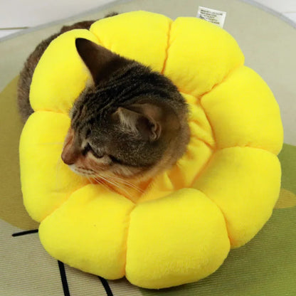 Soft Plush Sunflower Protective Collar for Dogs and Cats – Adjustable Recovery Collar with Breathable Cotton and Elastic Fit 4