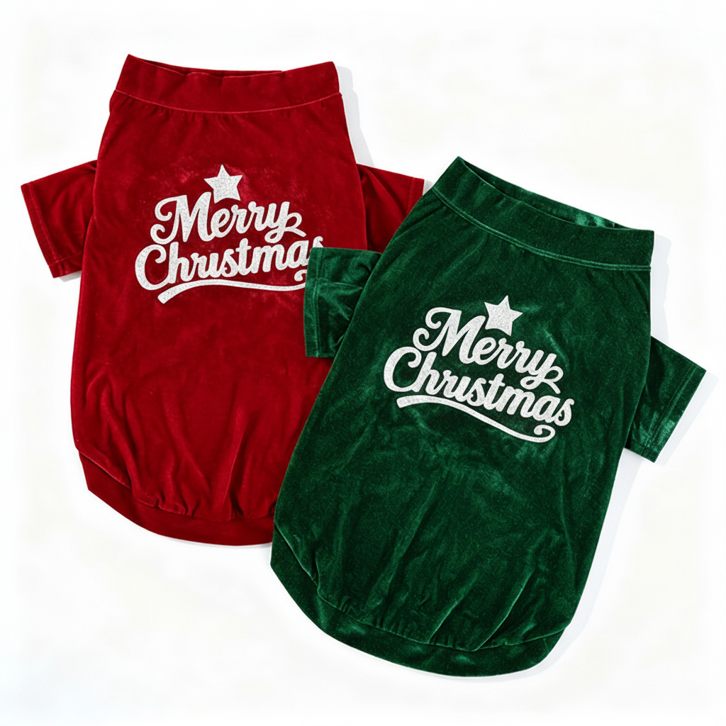 Soft Stretchy Dog Christmas Pajamas - Cozy Red and Green Holiday Outfit for Winter and Fall 0