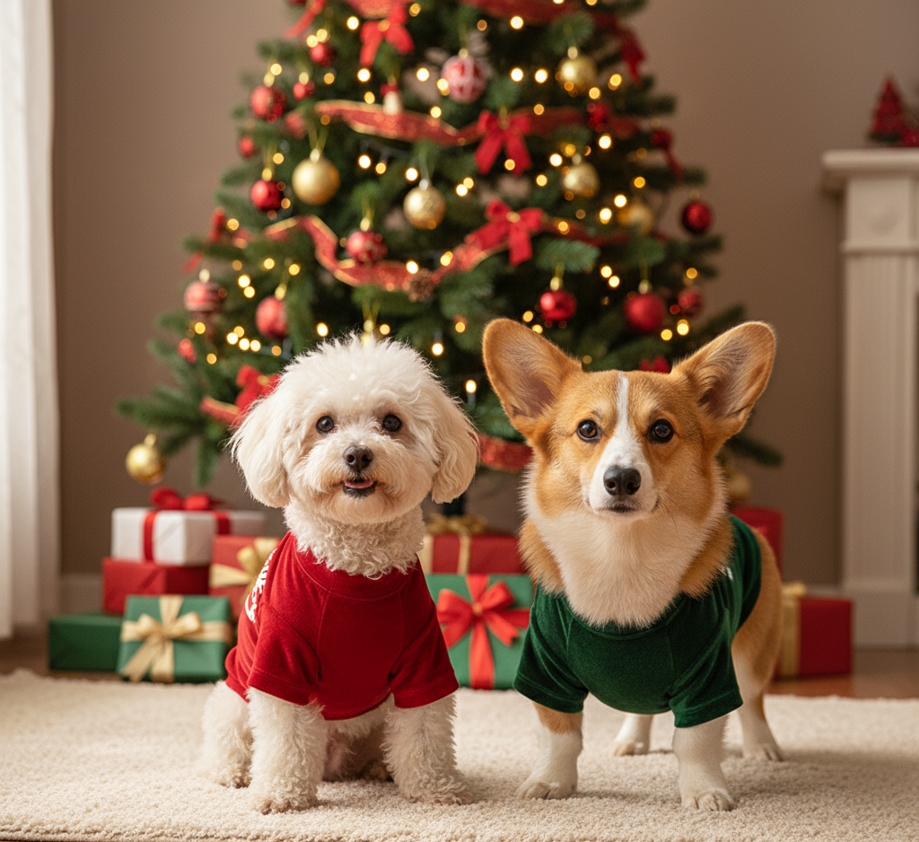 Soft Stretchy Dog Christmas Pajamas - Cozy Red and Green Holiday Outfit for Winter and Fall 6