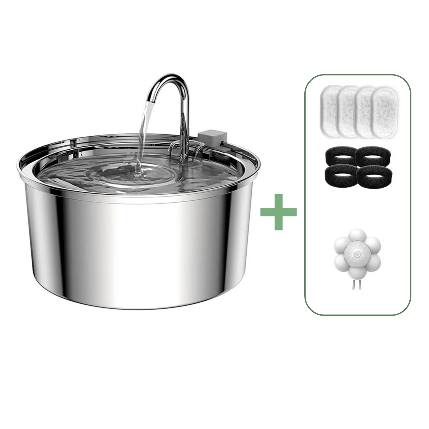 Stainless Steel Automatic Pet Water Fountain with Double Filtration System – 3L Capacity 9