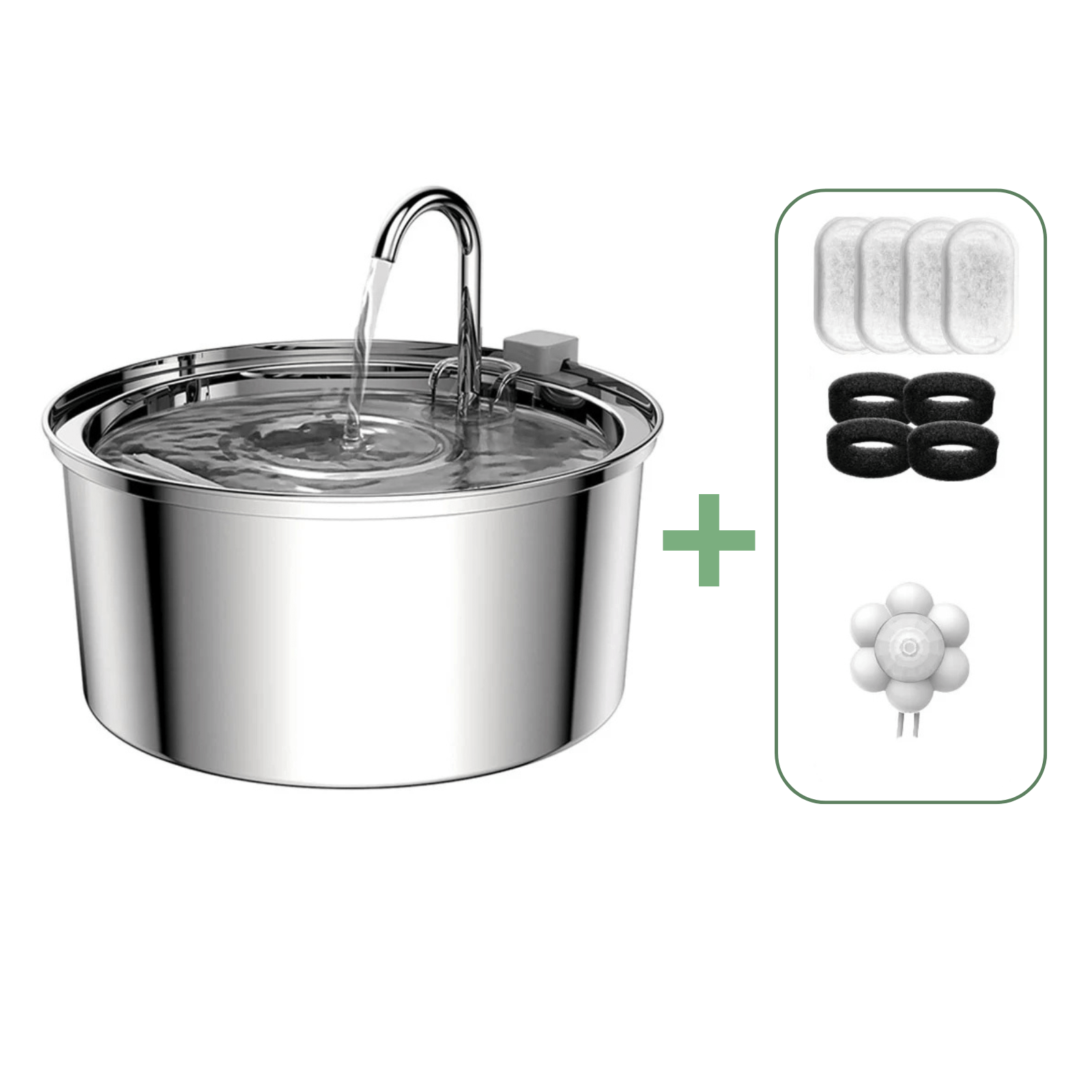 Stainless Steel Automatic Pet Water Fountain with Double Filtration System – 3L Capacity 9
