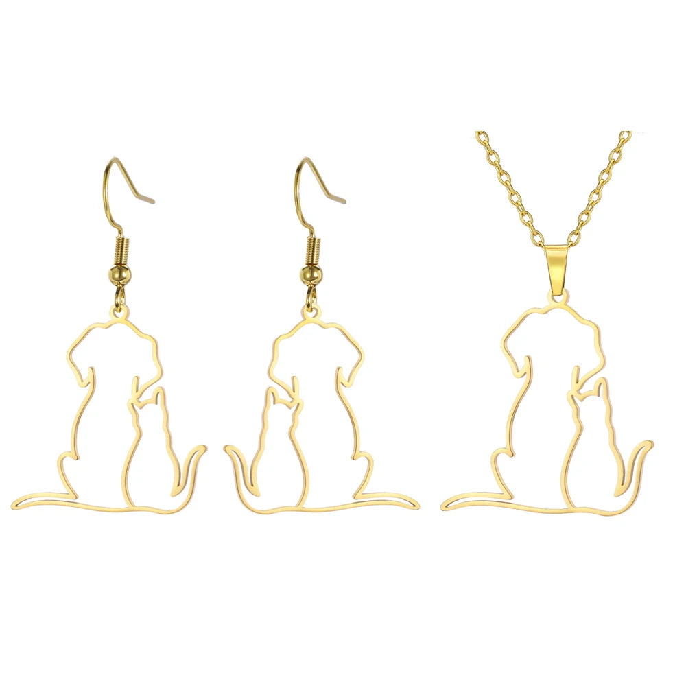 Stainless Steel Dog and Cat Pendant Necklace for Women – Hypoallergenic Animal Jewelry in Gold and Silver 0