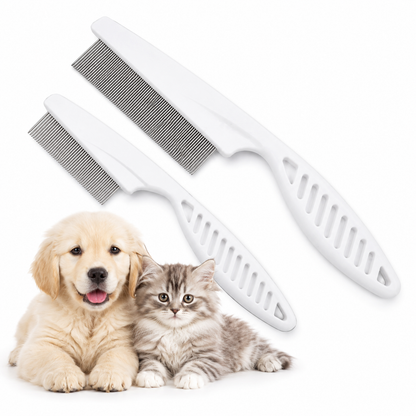 Stainless Steel Flea Comb for Cats and Dogs featuring fine teeth for gentle grooming and effective pest control. 1