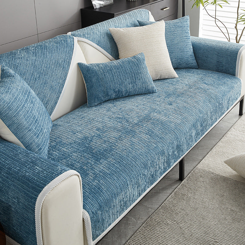 Stylish Anti-Scratch Sofa Cover – Washable Chenille Couch Cover for Dogs with Anti-Slip Design, Elegant Stripe Pattern 1