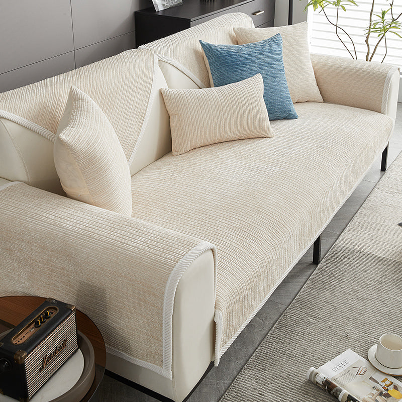 Stylish Anti-Scratch Sofa Cover – Washable Chenille Couch Cover for Dogs with Anti-Slip Design, Elegant Stripe Pattern 2