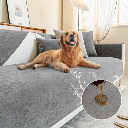 Stylish Anti-Scratch Sofa Cover – Washable Chenille Couch Cover for Dogs with Anti-Slip Design, Elegant Stripe Pattern 8