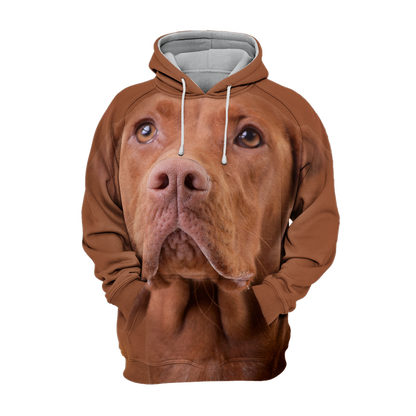 Stylish Dog Hoodie for Large Dogs – Breathable Polyester Cotton Blend with Vizsla Motif, Sizes S-4XL 0