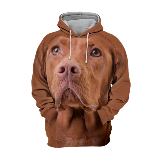 Stylish Dog Hoodie for Large Dogs – Breathable Polyester Cotton Blend with Vizsla Motif, Sizes S-4XL 0