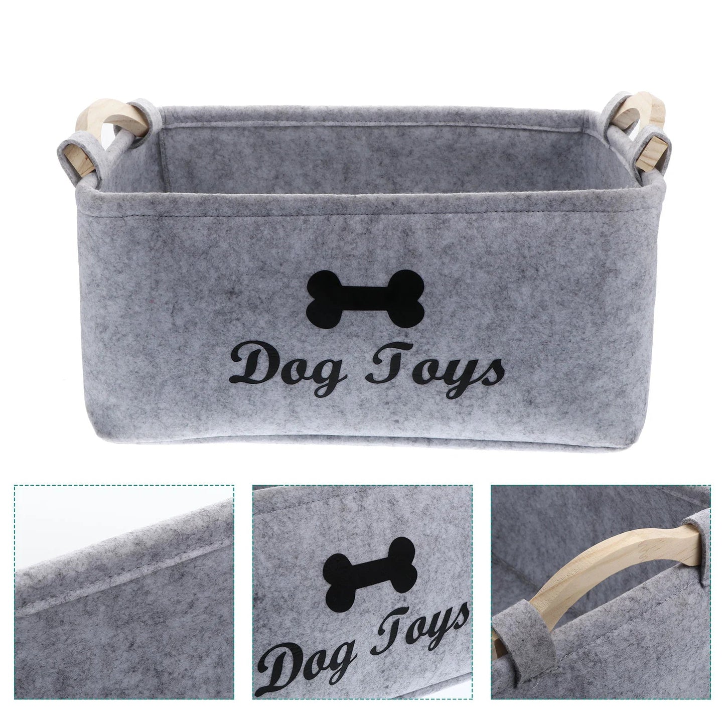 Stylish Felt Storage Basket for Toys and Accessories - Lightweight, Durable Organizer with Wooden Handles, 38x25x18 cm 0