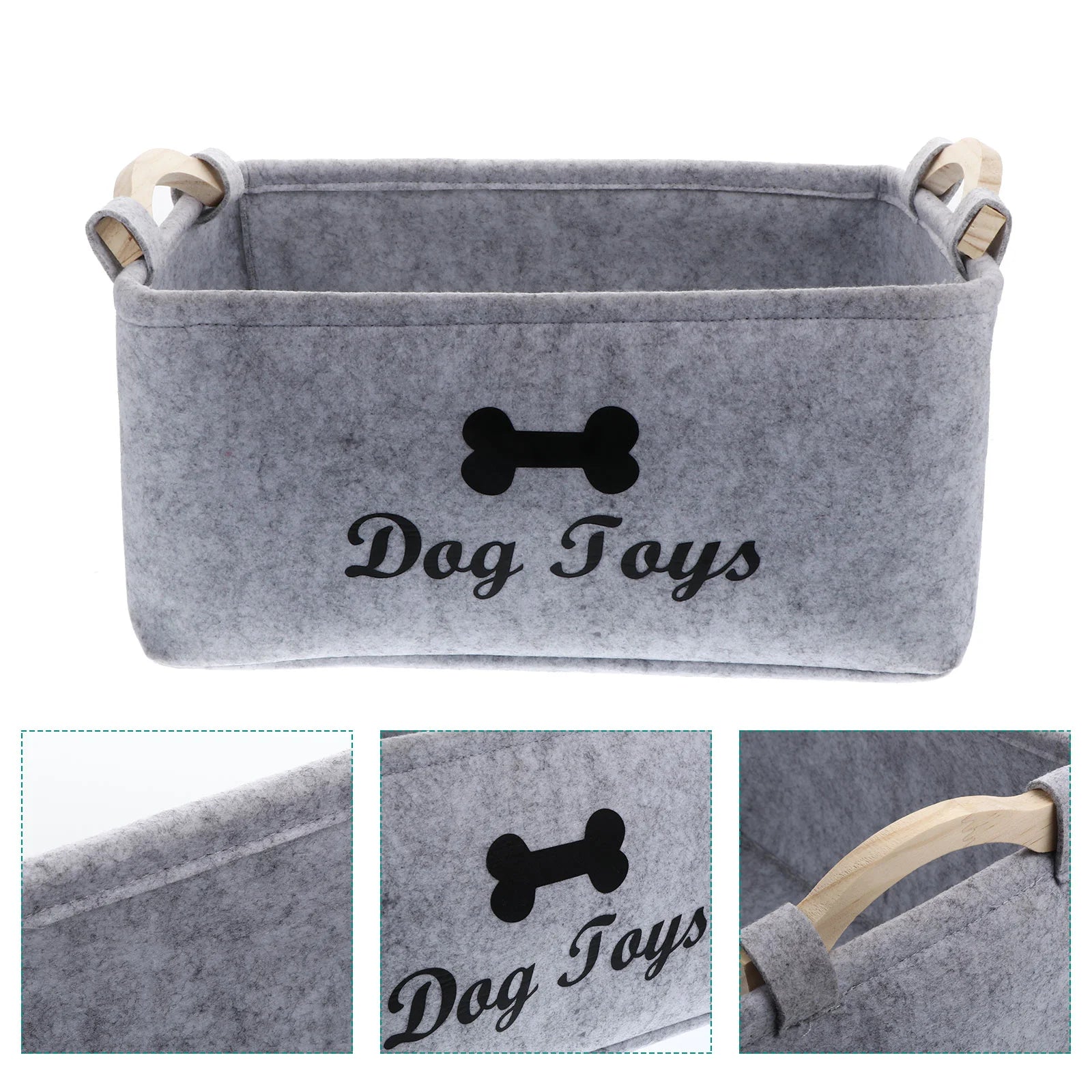 Stylish Felt Storage Basket for Toys and Accessories - Lightweight, Durable Organizer with Wooden Handles, 38x25x18 cm 0