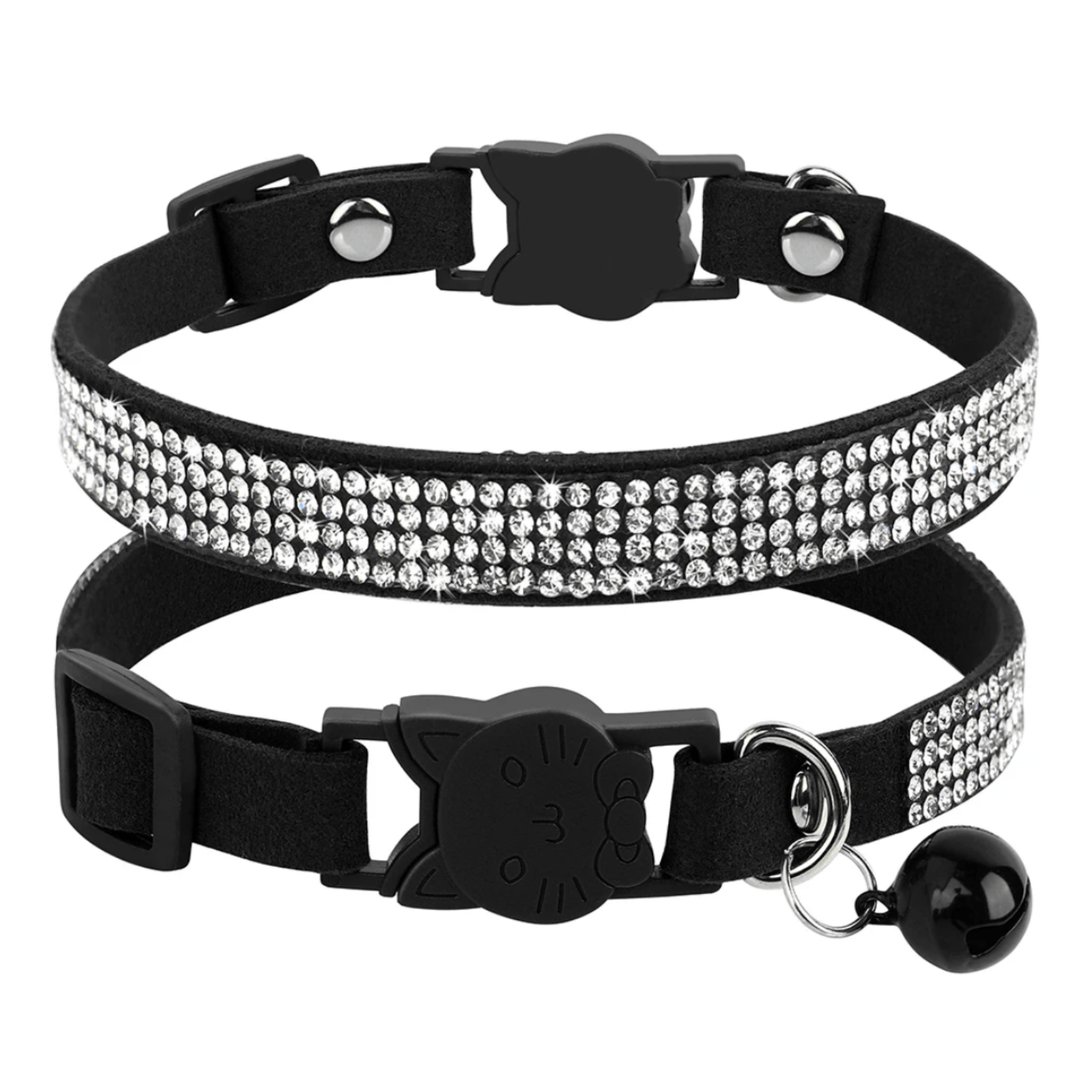 Stylish Soft Suede Pet Collar with Rhinestones – Adjustable for Cats and Small Dogs 0