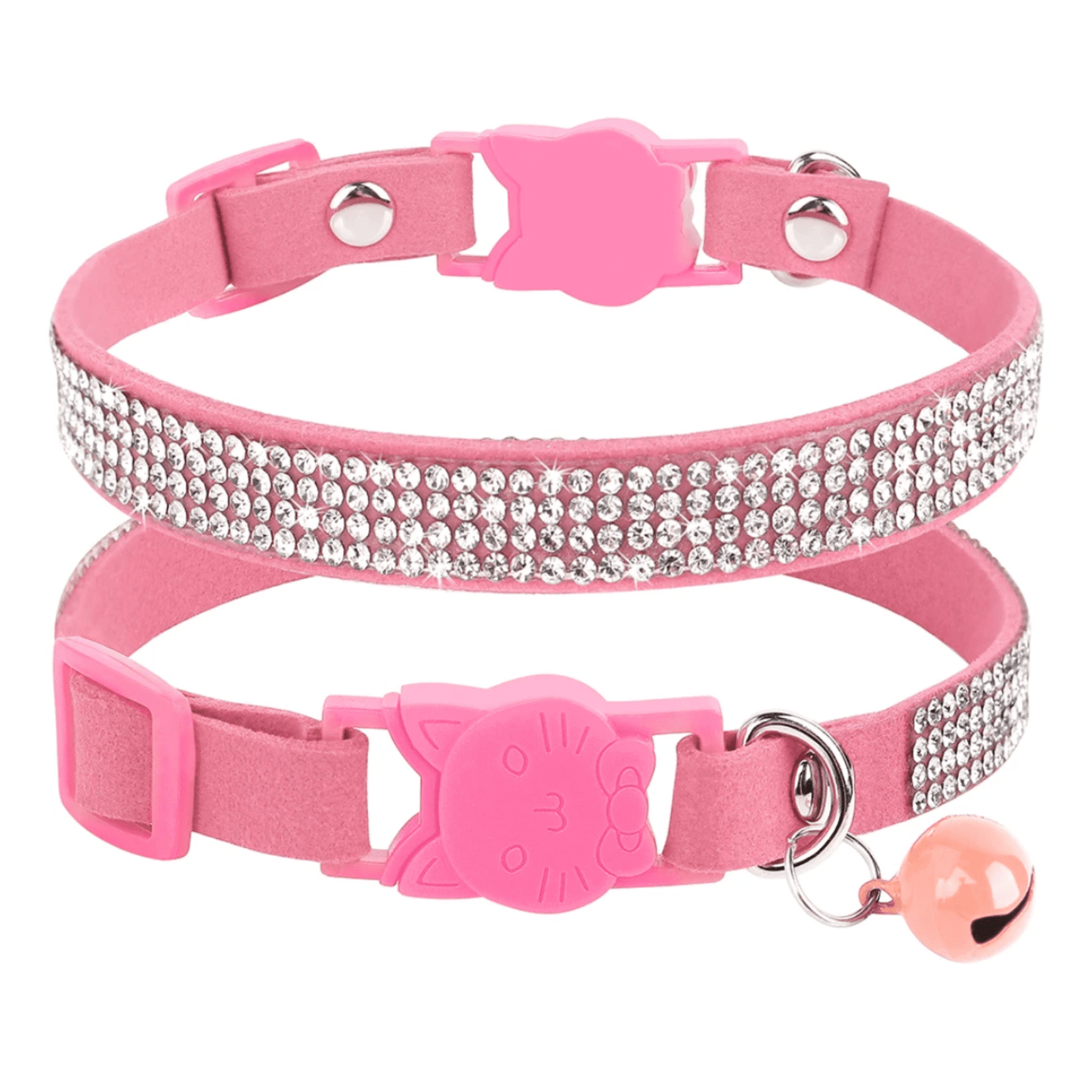 Stylish Soft Suede Pet Collar with Rhinestones – Adjustable for Cats and Small Dogs 10