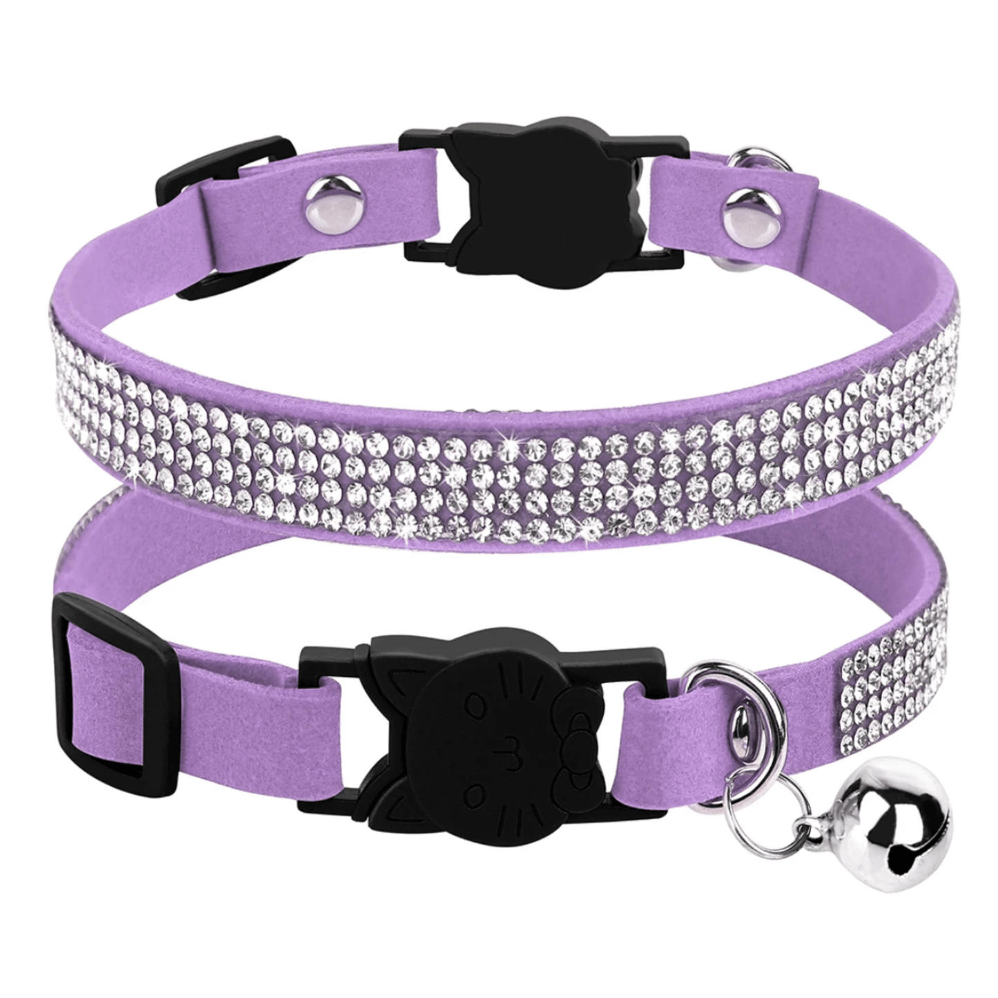 Stylish Soft Suede Pet Collar with Rhinestones – Adjustable for Cats and Small Dogs 11