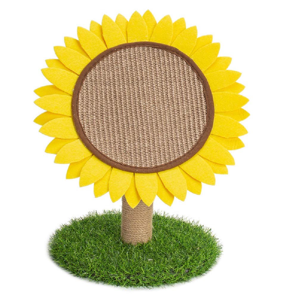 Sunflower Cat Scratcher featuring durable sisal rope and artificial turf, designed as a multi-functional scratching post for cats to promote healthy scratching habits while enhancing 1