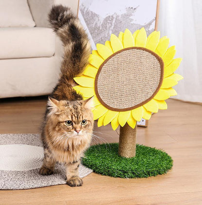 Sunflower Cat Scratcher featuring durable sisal rope and artificial turf, designed as a multi-functional scratching post for cats to promote healthy scratching habits while enhancing 5