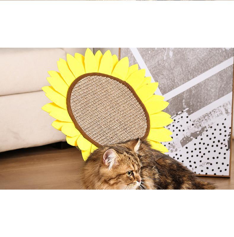 Sunflower Cat Scratcher featuring durable sisal rope and artificial turf, designed as a multi-functional scratching post for cats to promote healthy scratching habits while enhancing 6