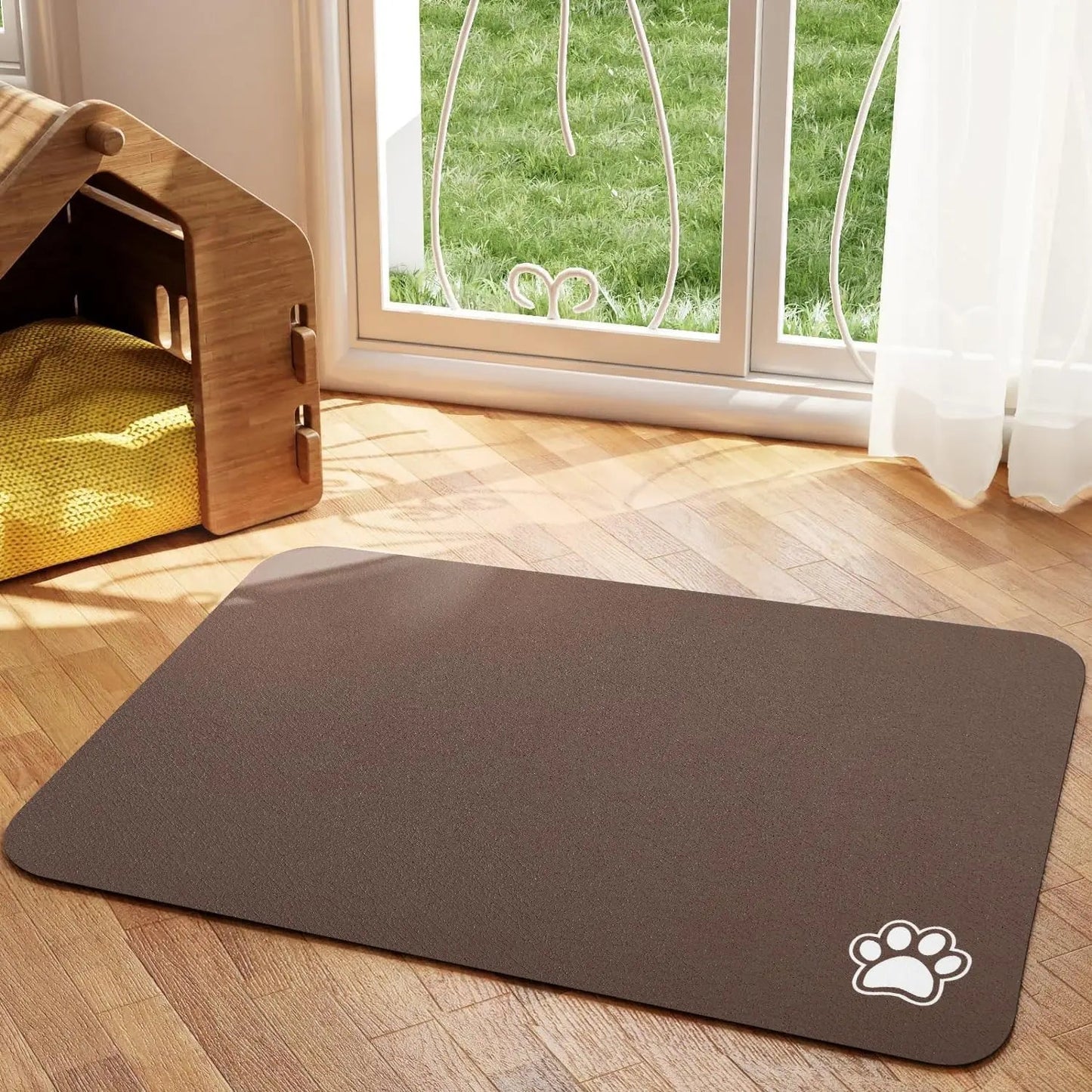 Super Absorbent Non-Slip Dog and Cat Food Mat – Easy to Clean Feeding Mat for Pets, Stylish Design, Durable PU Material 12