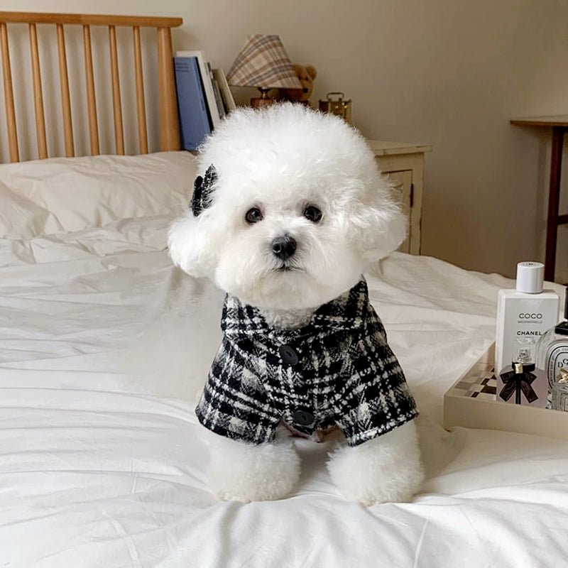 Sweet Houndstooth Dog Dress for Small Dogs – Stylish Autumn/Winter Outfit for French Bulldogs and Other Small Breeds 5