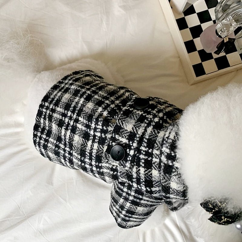 Sweet Houndstooth Dog Dress for Small Dogs – Stylish Autumn/Winter Outfit for French Bulldogs and Other Small Breeds 6
