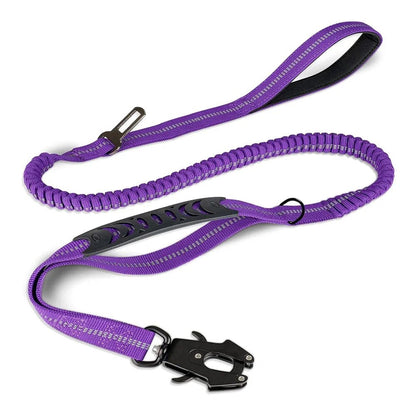 Tactical Bungee Dog Leash with Reflective Design and Car Seat Belt Attachment for Large Dogs – Durable Nylon, Shock Absorbing, 120cm Length 13
