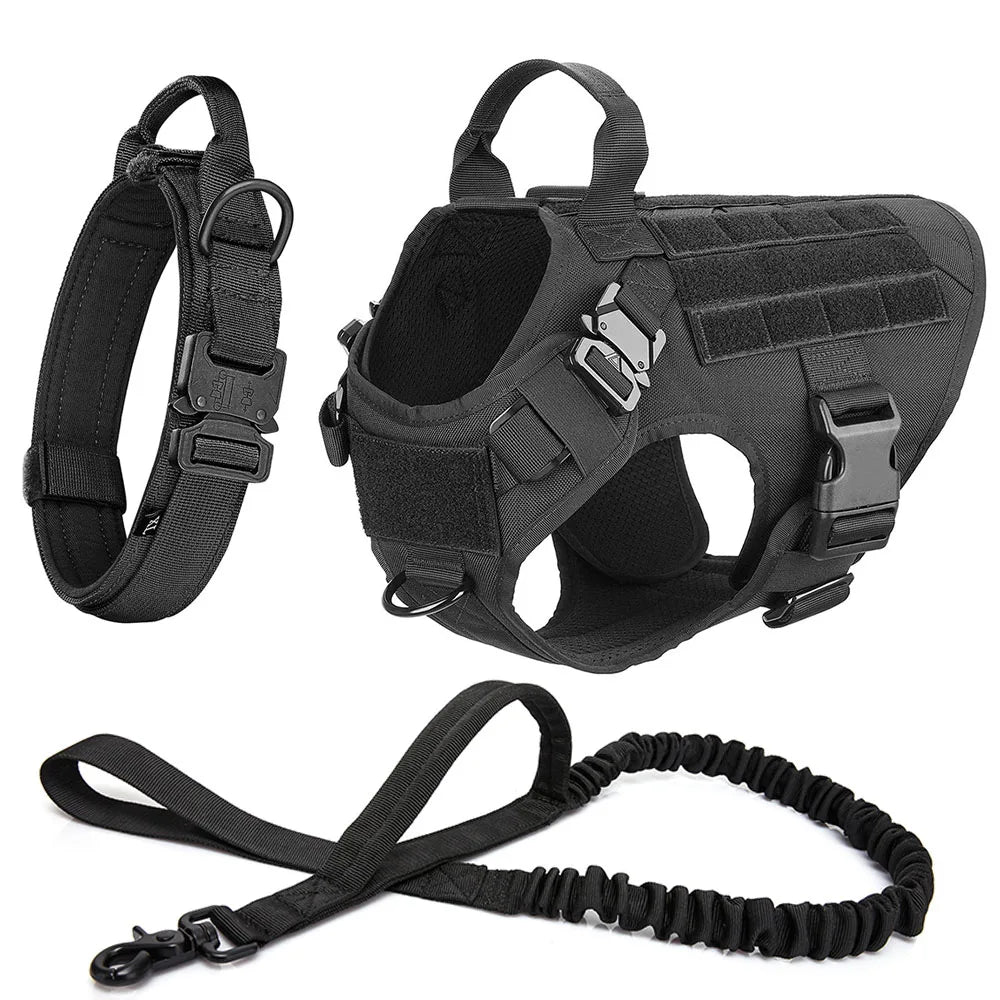 Tactical Dog Harness Set with Leash and Collar – Durable Nylon for Small and Large Dogs 10