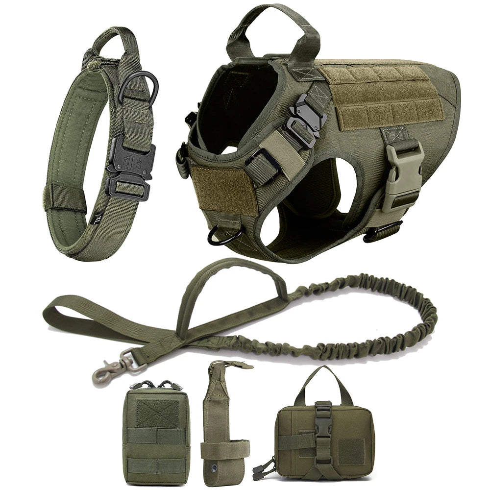 Tactical Dog Harness Set with Leash and Collar – Durable Nylon for Small and Large Dogs 17