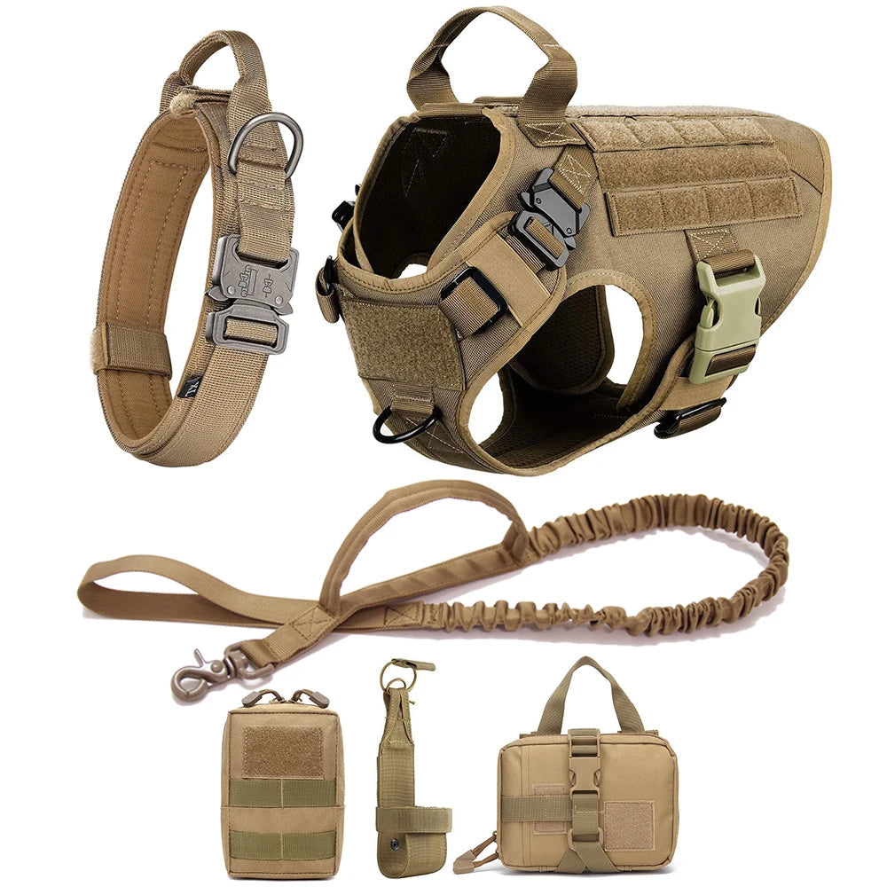 Tactical Dog Harness Set with Leash and Collar – Durable Nylon for Small and Large Dogs 1