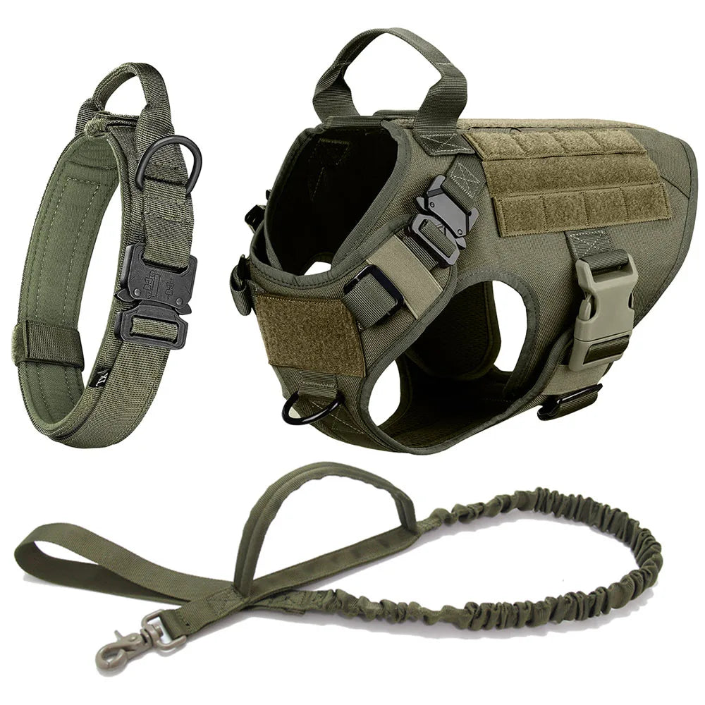 Tactical Dog Harness Set with Leash and Collar – Durable Nylon for Small and Large Dogs 8