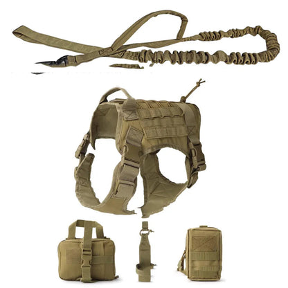 Tactical Dog Harness with Integrated Pockets and Elastic Leash for Training and Outdoor Adventures 4