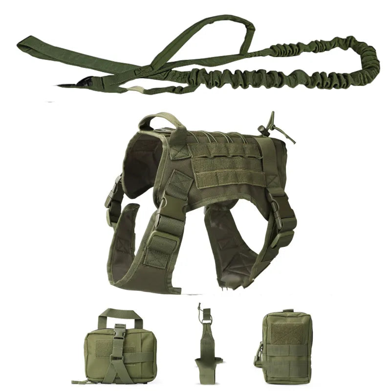 Tactical Dog Harness with Integrated Pockets and Elastic Leash for Training and Outdoor Adventures 5