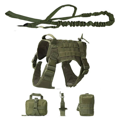 Tactical Dog Harness with Integrated Pockets and Elastic Leash for Training and Outdoor Adventures 5