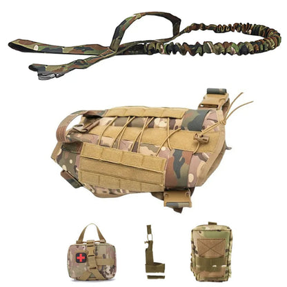 Tactical Dog Harness with Integrated Pockets and Elastic Leash for Training and Outdoor Adventures 6