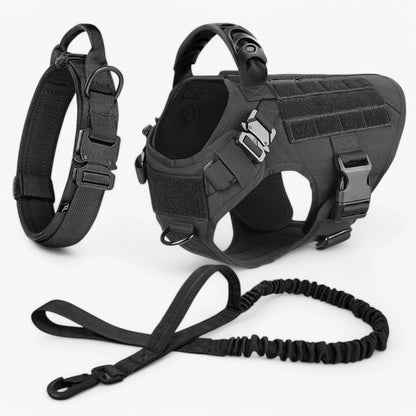 Tactical dog harness made from durable military-grade nylon, featuring a quick-release system and a sturdy handle for enhanced training and control. 3