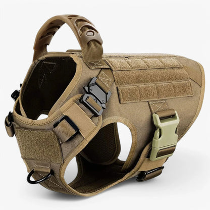 Tactical dog harness made from durable military-grade nylon, featuring a quick-release system and a sturdy handle for enhanced training and control. 6