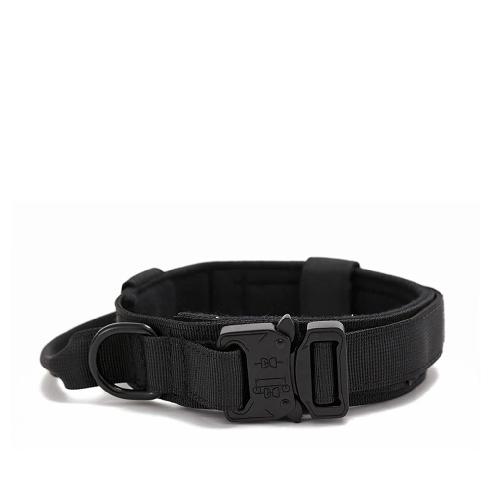Tactical Reflective Dog Collar for Large Breeds with Padded Grip and Quick-Release Buckle – High Visibility for Outdoor Training 0