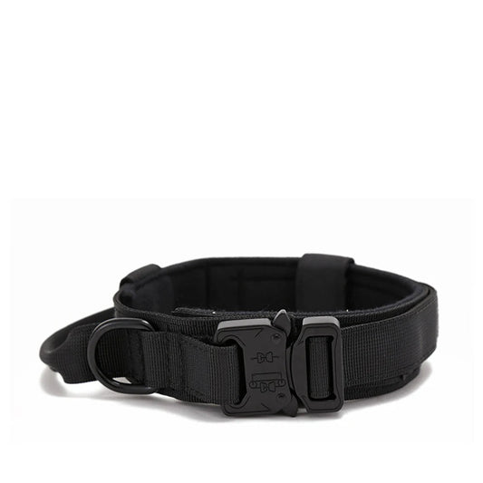 Tactical Reflective Dog Collar for Large Breeds with Padded Grip and Quick-Release Buckle – High Visibility for Outdoor Training 0