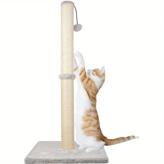 Tall Cat Scratching Post with Durable Sisal Material and Interactive Play Ball – 33 Stable Design for Active Cats 1
