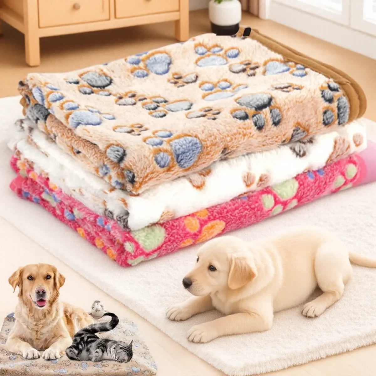 Thick Coral Fleece Dog Blanket – Soft and Warm Mat for Couch, Crate, and Travel – Custom Sizes Available 2