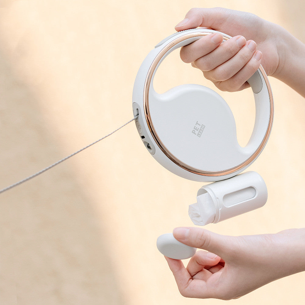 USB Rechargeable Dog Leash with Built-in Flashlight and Poop Bag Holder – 3 Meters Long 2