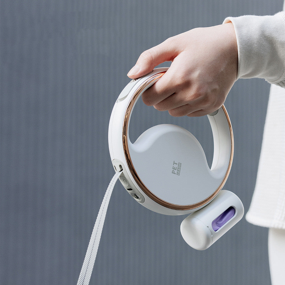 USB Rechargeable Dog Leash with Flashlight and Poop Bag Holder – 3 Meter Length, Ergonomic Handle for Comfort and Control 0