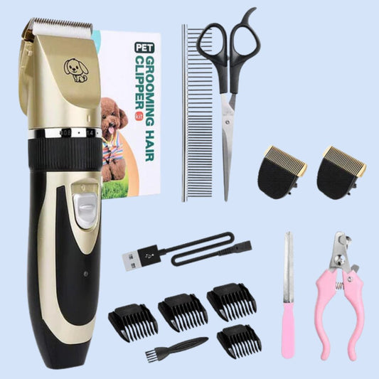 Ultra-Quiet Pet Hair Clipper with Adjustable Blades and 4 Combs – Low Vibration Grooming Tool 0