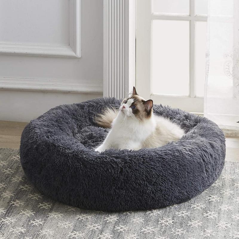 Ultra-Soft Calming Cat Bed with Raised Rim for Comfort and Security – Plush Fabric, 24x24 Inches, Machine Washable 2